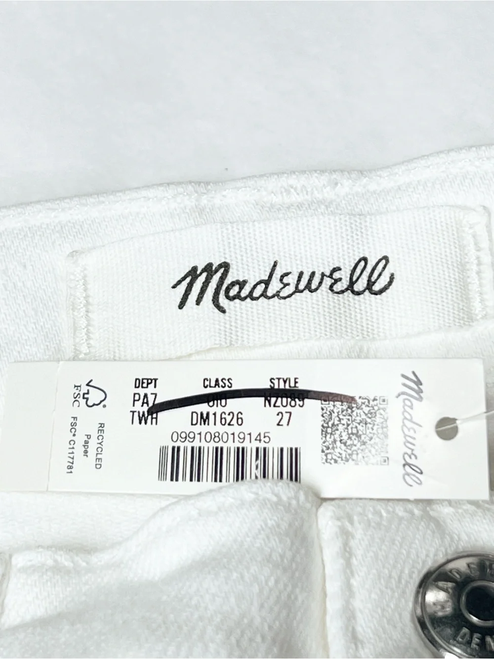 Madewell The Flare Crop Jean in Super Stretch Denim Tile White Mid Rise 27 NWT